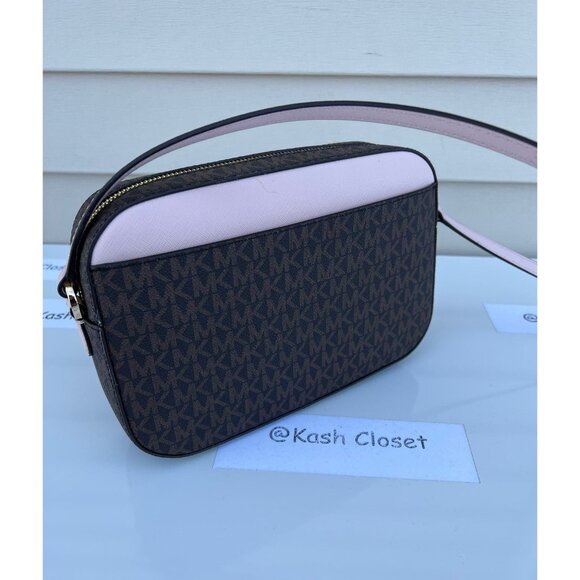 Michael Kors crossbody bag large chain zip purse MK signature powder blush - Picture 2 of 6